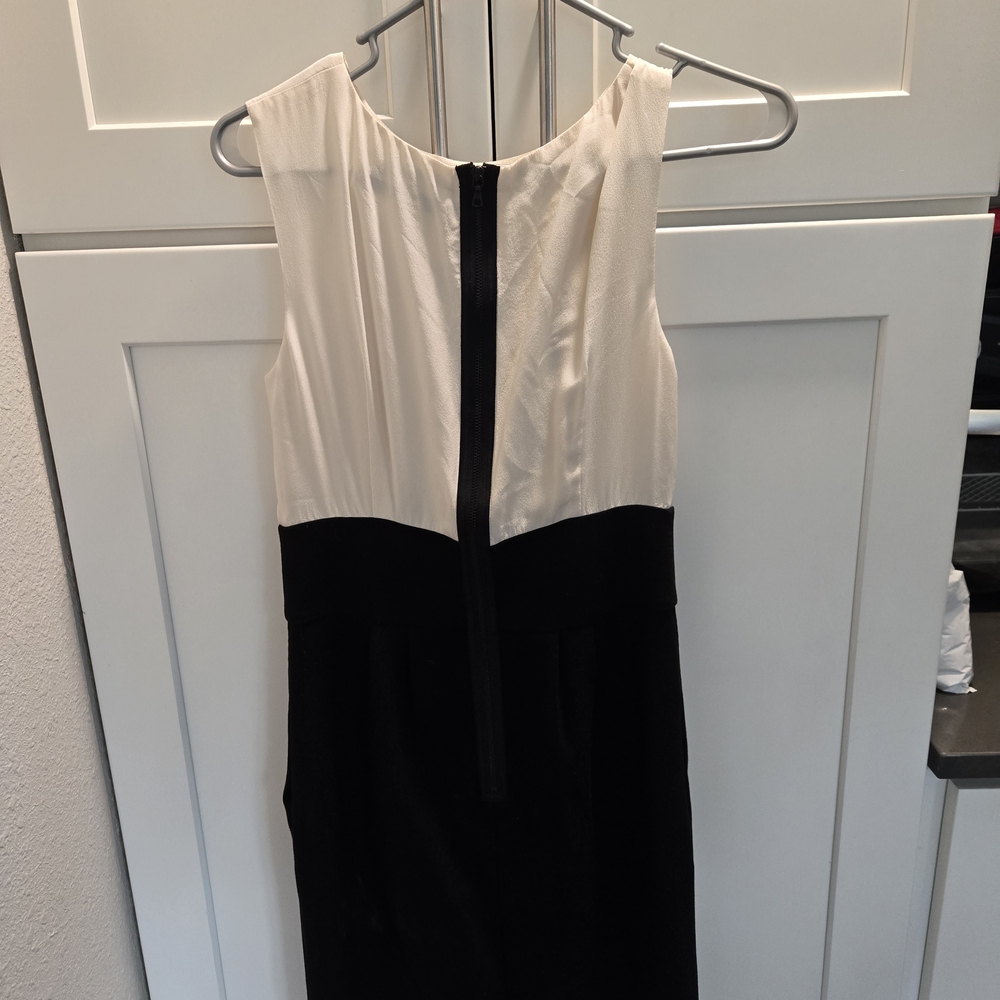 Trina Turk Cream and Black Midi Dress with Floral Accents - Picture 2 of 9